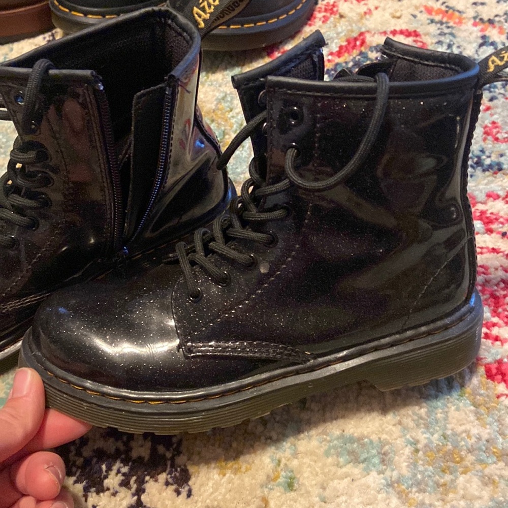 Girls size 3 black Dr. Marten boots..they are shiny with glitter!